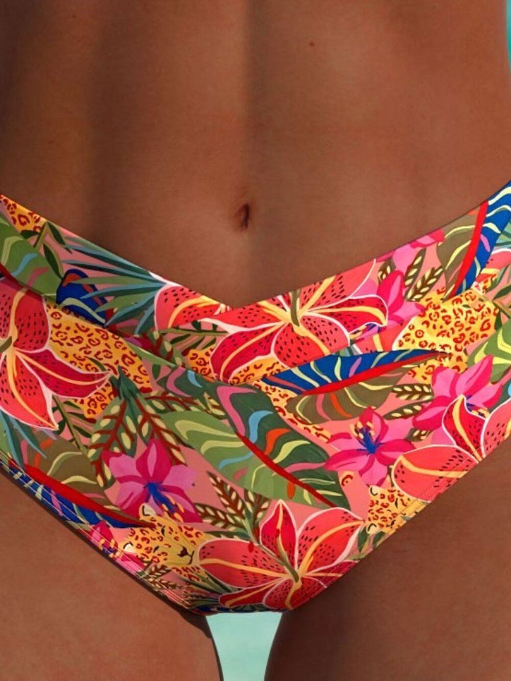 Modlily Tropical Print Bikini Bottom, L